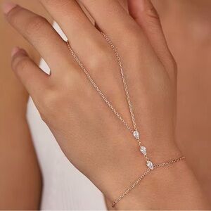 Silver Zirconia Elegant Water Drop Hand Bracelet